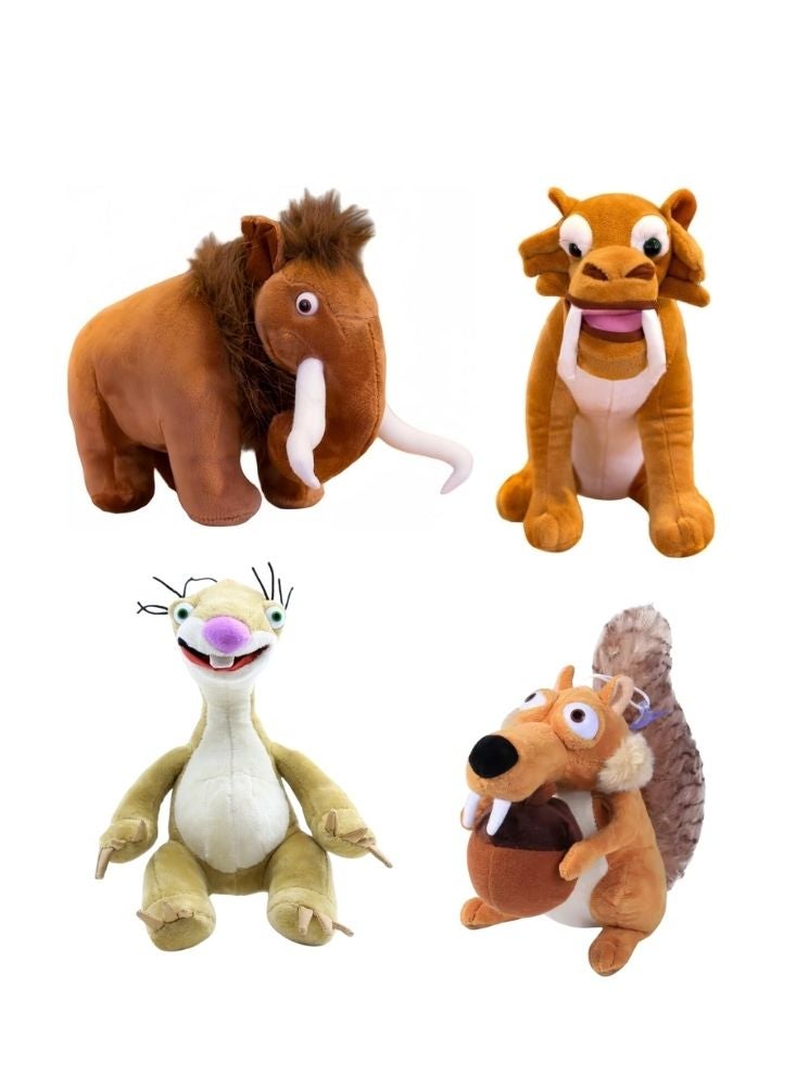 بريميم مجموعة ألعاب العصر الجليدي القطيفة - شخصيات ماني ودييغو وسيد وسكرات المحشوة الناعمة للأطفال - Image 1